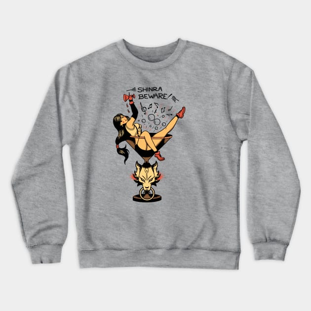 Shinra Beware Crewneck Sweatshirt by CoinboxTees